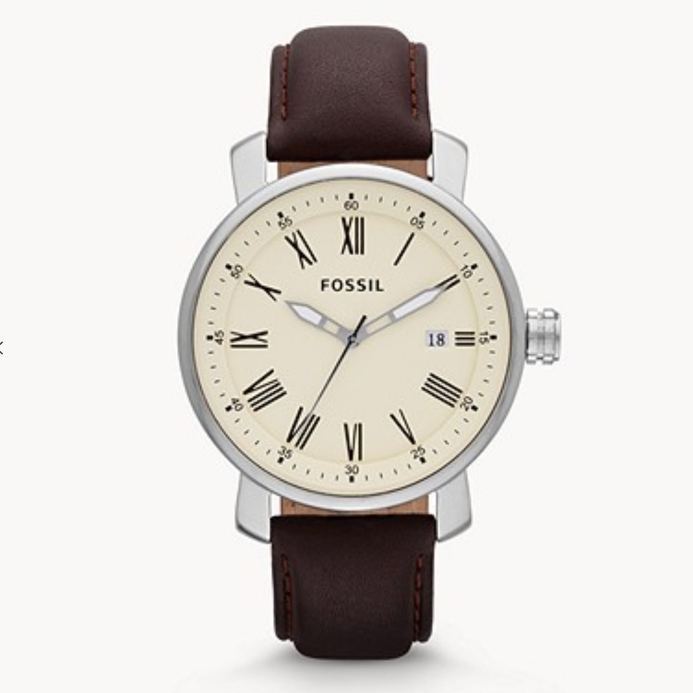 Men’s Rhett three-hand brown leather watch